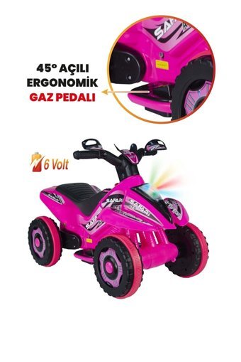 Uj Toys 6 V Üstü Açık Tek Kişilik Akülü ATV Pembe