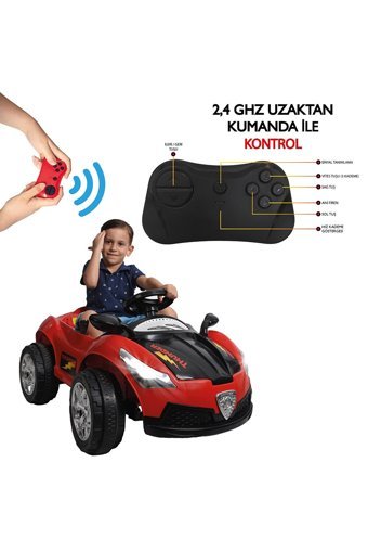 Uj Toys Thunder 12 V Üstü Açık Tek Kişilik Akülü Araba Kırmızı