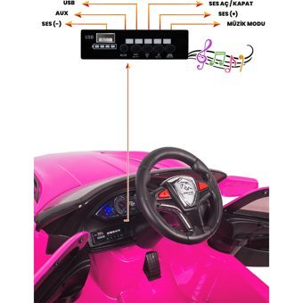 Uj Toys Jagor 12 V Üstü Açık Tek Kişilik Akülü Araba Pembe