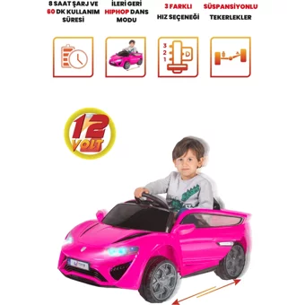 Uj Toys Jagor 12 V Üstü Açık Tek Kişilik Akülü Araba Pembe