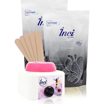 İnci 1+1 Boncuk Ağda Makinesi + 2xSiyah Boncuk Ağda + Spatula