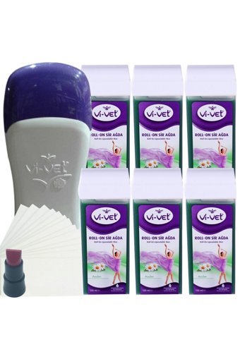 Vi-Vet 1+1 Roll-On Ağda Makinesi + 6xAzulen Kartuş Ağda + Ağda Bezi