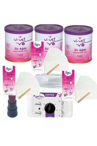 Depiroll 1+1 Kazanlı Ağda Makinesi + 3xPudralı Sir Ağda + 3xAğda Bezi + Spatula