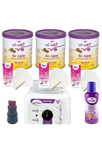 Depiroll 1+1 Kazanlı Ağda Makinesi + 3xNaturel Sir Ağda + 3xAğda Bezi + Spatula