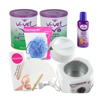 Depiroll Jüpiter 1+1 Kazanlı Ağda Makinesi + 2xAzulen El Ağdası + Spatula + Temizleme Yağı + Lif + Ağda Bezi