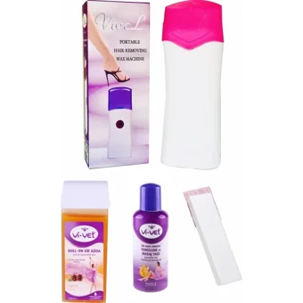 Vi-Vet 1+1 Roll-On Ağda Makinesi + Kartuş Ağda + Ağda Bezi + Temizleme Yağı