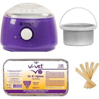 Semsa 800 Alfa 1+1 Kazanlı Ağda Makinesi + Naturel El Ağdası + Spatula