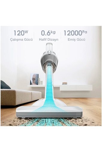 Ezere Mini 2000 W Toz Torbasız Kuru Kablosuz Dikey Mini Şarjlı Süpürge Beyaz