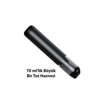 Baseus Super Çekim 135 W Toz Torbasız Hepa Filtreli Işıklı Islak Kuru Kablosuz El Tipi Mini Şarjlı Süpürge Siyah