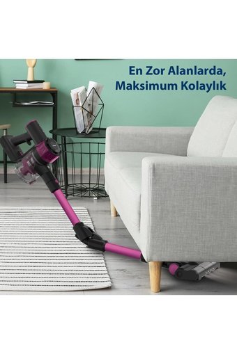 Blaupunkt A16 Vacumaster 160 W Toz Torbasız Işıklı Kuru Kablosuz Dikey Şarjlı Süpürge Fuşya