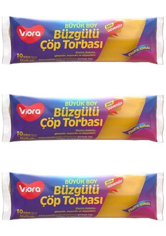 Viora Limon Kokulu Büzgülü Büyük Boy 65x70 cm Çöp Poşeti 3x10 Adet Sarı