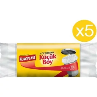 Koroplast Şeffaf Küçük Boy 40x45 cm Çöp Poşeti 30x5 Adet Beyaz