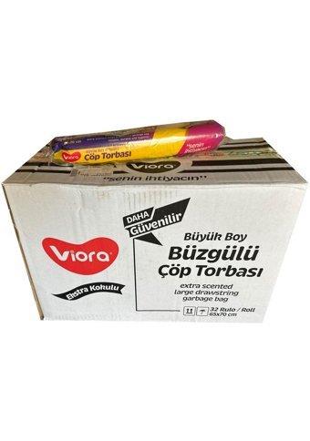 Viora Limon Kokulu Büzgülü Büyük Boy 65x70 cm Çöp Poşeti 32x10 Adet Sarı