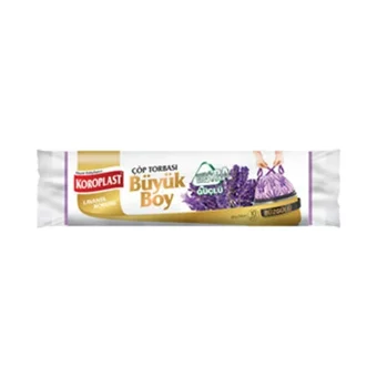 Koroplast Lavanta Kokulu Büzgülü Büyük Boy 65x80 cm Çöp Poşeti 10x3 Adet Mor
