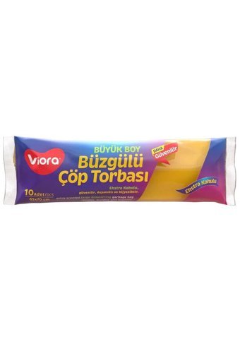 Viora Limon Kokulu Büzgülü Büyük Boy 65x70 cm Çöp Poşeti 5x10 Adet Sarı