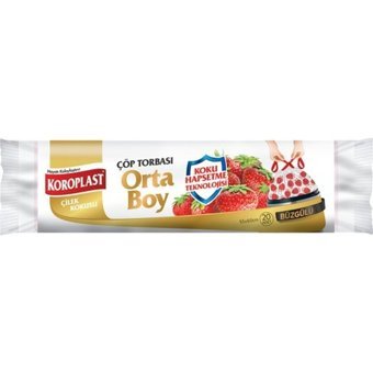 Koroplast Çilek Kokulu Büzgülü Orta Boy 55x60 cm Çöp Poşeti 20x3 Adet Beyaz