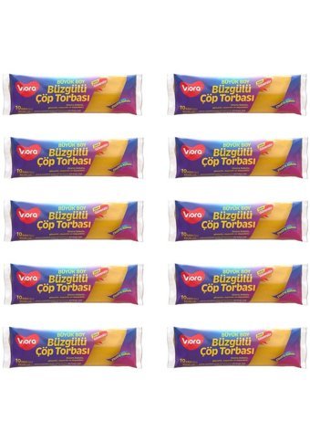 Viora Limon Kokulu Büzgülü Büyük Boy 65x70 cm Çöp Poşeti 10x10 Adet Sarı