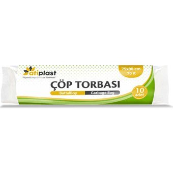 Atiplast Standart Battal Boy 75x90 cm Çöp Poşeti 10 Adet Siyah