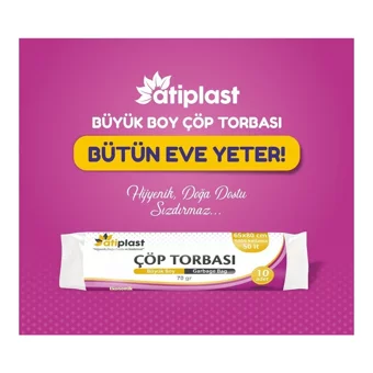 Atiplast Büyük Boy 65x80 cm Çöp Poşeti Siyah
