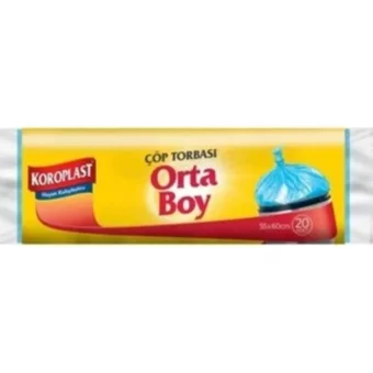 Koroplast Şeffaf Orta Boy 55x60 cm Çöp Poşeti 15x12 Adet Beyaz