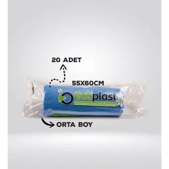 Ecoplast Orta Boy 55x60 cm Çöp Poşeti 10x20 Adet Beyaz