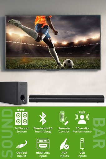 Goldmaster Sw-940 Harici 20 W Subwooferlı Kablosuz Bluetoothlu USB 2.1 Soundbar Siyah