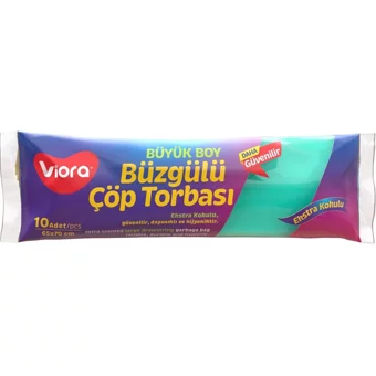 Viora Limon Kokulu Büzgülü Büyük Boy 65x70 cm Çöp Poşeti 10 Adet Sarı