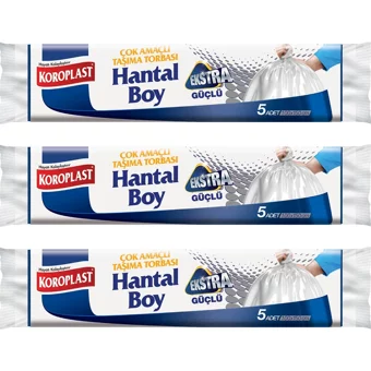 Koroplast Hantal Boy 100x150 cm Çöp Poşeti 5x3 Adet Beyaz