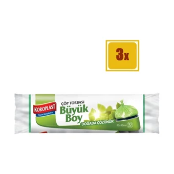 Koroplast Büyük Boy 65x80 cm Çöp Poşeti 10x3 Adet Yeşil
