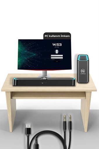 Maxword 120 W 85 dB Harici Subwooferlı Kablosuz Bluetoothlu USB Soundbar Siyah
