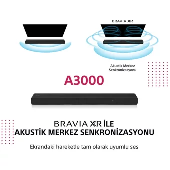 Sony HT-A3000 250 W Dahili 250 W Subwooferlı Kablosuz Bluetoothlu USB Dolby Atmos 3.1 Soundbar Siyah