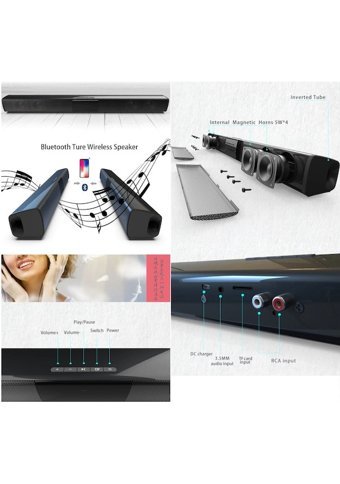 Arion BS-28B 20 W 80 dB Kablolu-Kablosuz Bluetoothlu USB 2.0 Soundbar Siyah