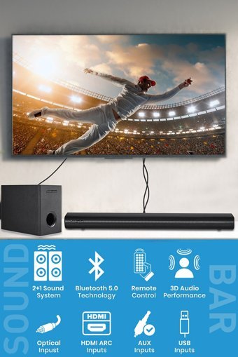 Goldmaster Sw-910 70 W Harici 30 W Subwooferlı Kablolu Bluetoothlu USB 2.1 Soundbar Siyah