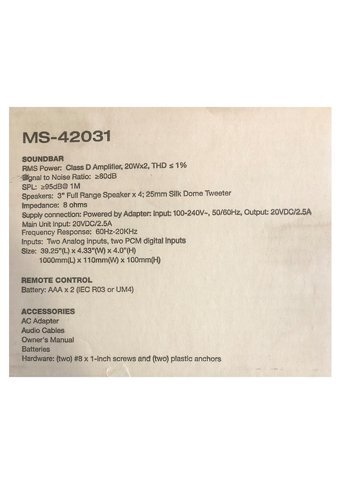 Powerbass MS-42031 Kablosuz Bluetoothlu USB Soundbar Siyah