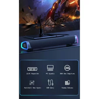 DailyLink V8 6 W 80 dB Subwooferlı Kablosuz Bluetoothlu USB 5.1 Soundbar Siyah