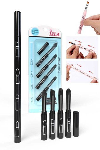 Izla Matruşka Kapaklı 4'lü Eyeliner Far Makyaj Fırça Seti Siyah