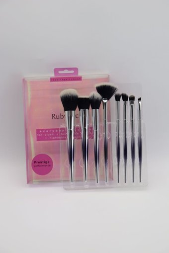 Ruby Face 8'li Allık Eyeliner Far Makyaj Fırça Seti Gümüş