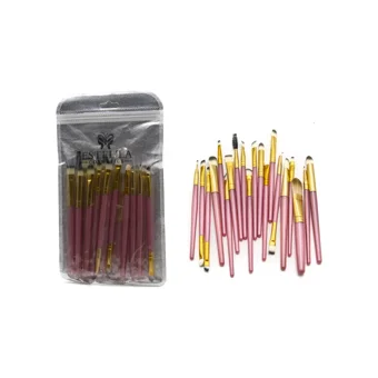 Estella Pro Çift Taraflı 20'li Allık Eyeliner Far Makyaj Fırça Seti Pembe