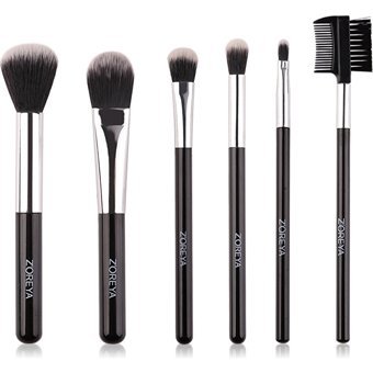 Zoreya 6'Sı 1 Arada 6'lı Allık Eyeliner Far Makyaj Fırça Seti Siyah