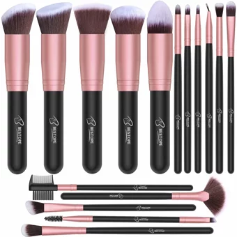 Bestope Premium Çift Taraflı 16'lı Allık Eyeliner Far Makyaj Fırça Seti
