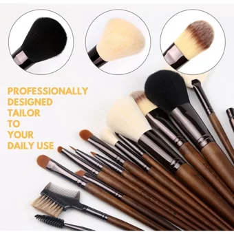 Zoreya Çift Taraflı Kapaklı 15'li Allık Eyeliner Far Makyaj Fırça Seti