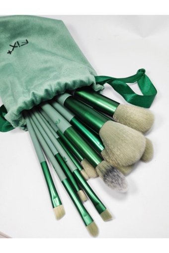 Fix+ 13'lü Allık Eyeliner Far Makyaj Fırça Seti Yeşil