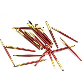 Estella Pro Çift Taraflı 20'li Allık Eyeliner Far Makyaj Fırça Seti Kırmızı