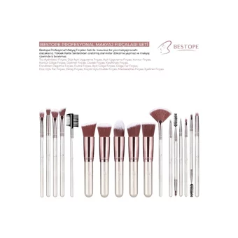 Bestope Çift Taraflı 16'lı Allık Eyeliner Far Makyaj Fırça Seti