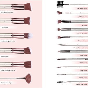 Bestope Çift Taraflı 16'lı Allık Eyeliner Far Makyaj Fırça Seti