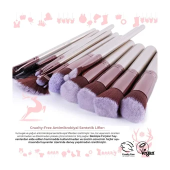 Bestope Çift Taraflı 16'lı Allık Eyeliner Far Makyaj Fırça Seti