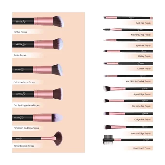 Bestope Çift Taraflı 21'li Allık Eyeliner Far Makyaj Fırça Seti