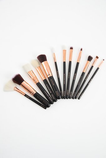 Zoeva Kapaklı 12'li Allık Eyeliner Far Makyaj Fırça Seti Siyah