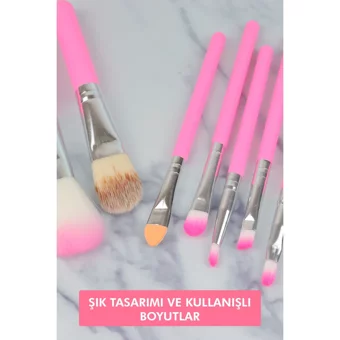 Mujgan 7'li Allık Far Makyaj Fırça Seti Pembe