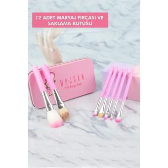 Mujgan 7'li Allık Far Makyaj Fırça Seti Pembe
